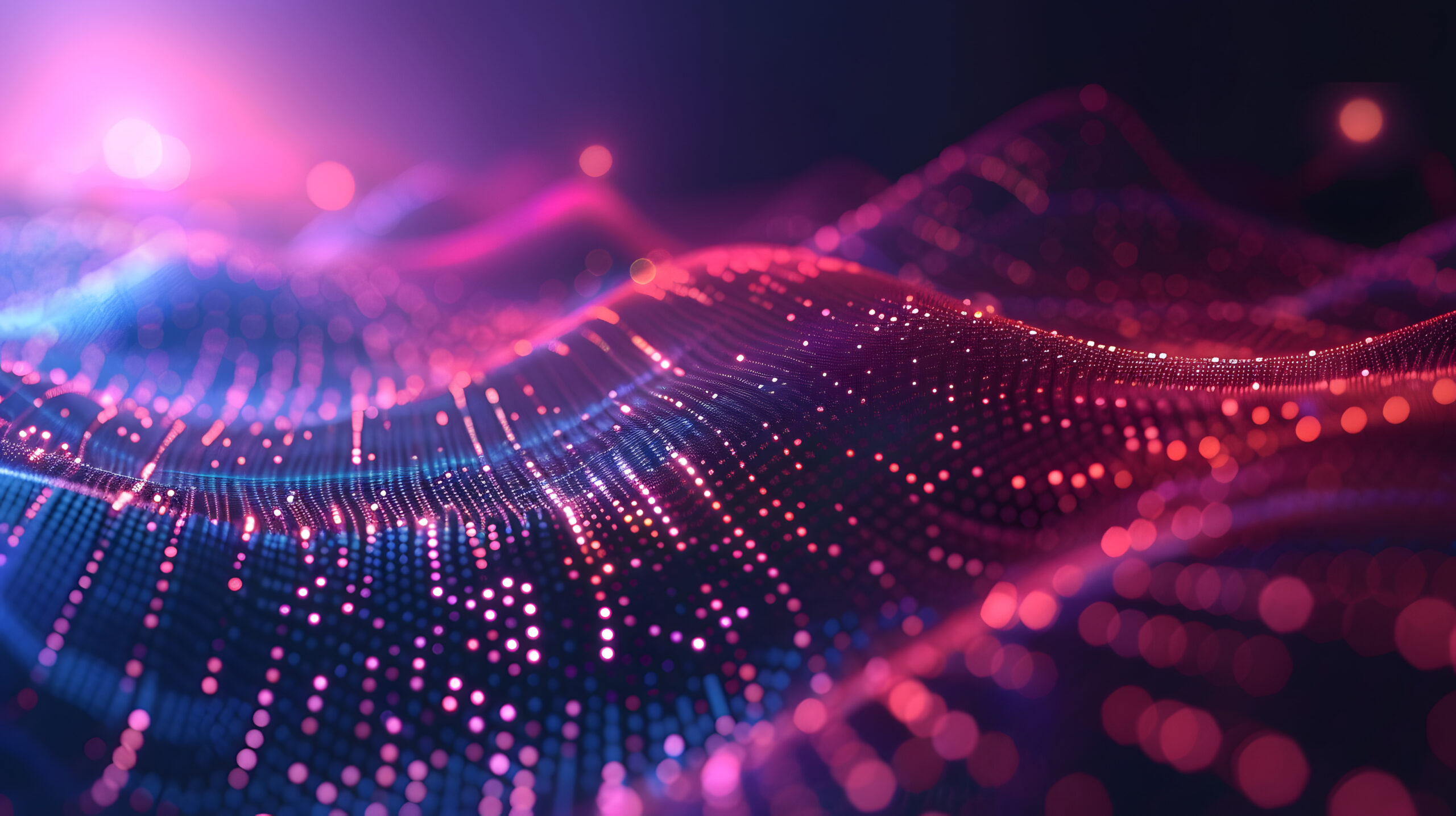 Quantum processing. Deep learning artificial intelligence. Future new technology for business or science presentation. Vector background